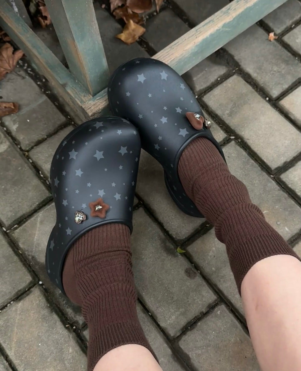 [cn | pre-order] goodbai goodees star fluffy clogs mules slip on shoes