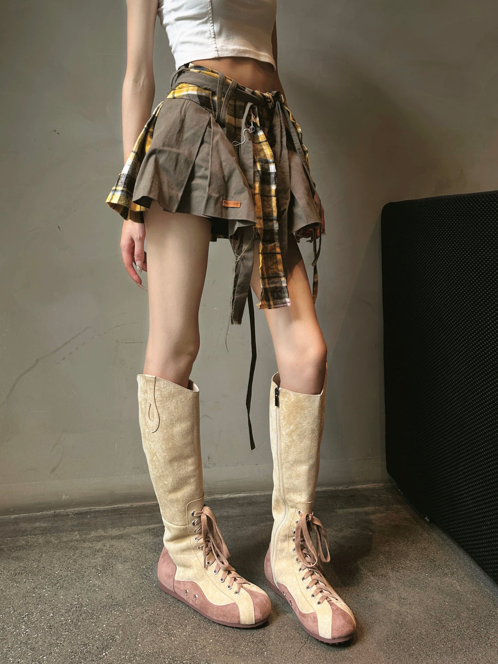 [cn | pre-order] sporty retro lace-up rider boots