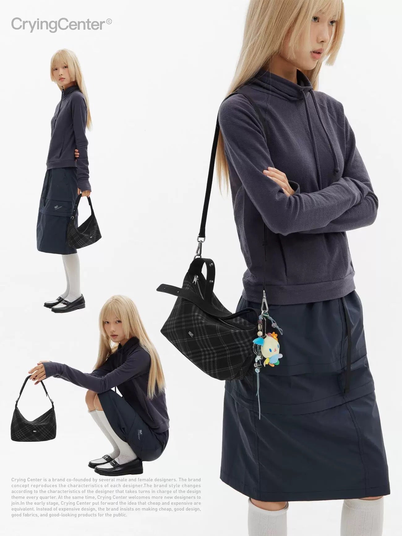 [cn | pre-order] crying center plaid hand bag