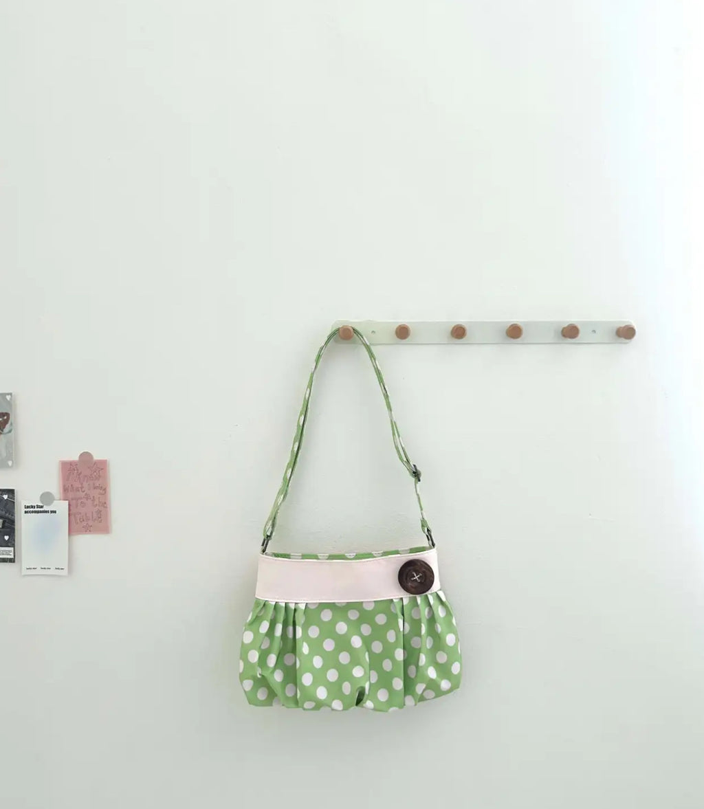 [cn | pre-order] polka dot bubble balloon button shoulder hobo bag