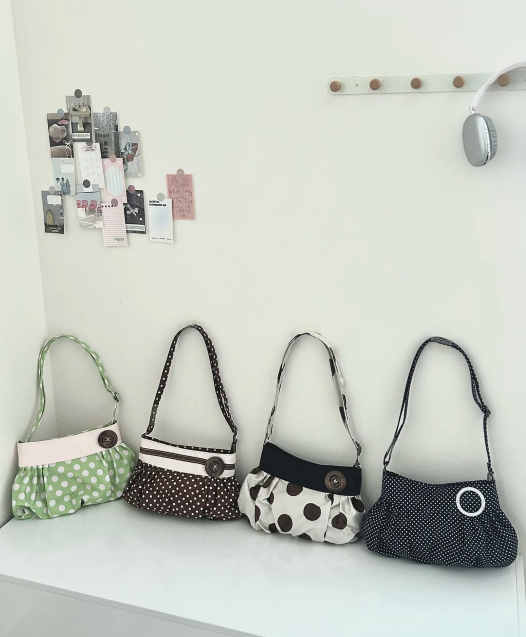 [cn | pre-order] polka dot bubble balloon button shoulder hobo bag
