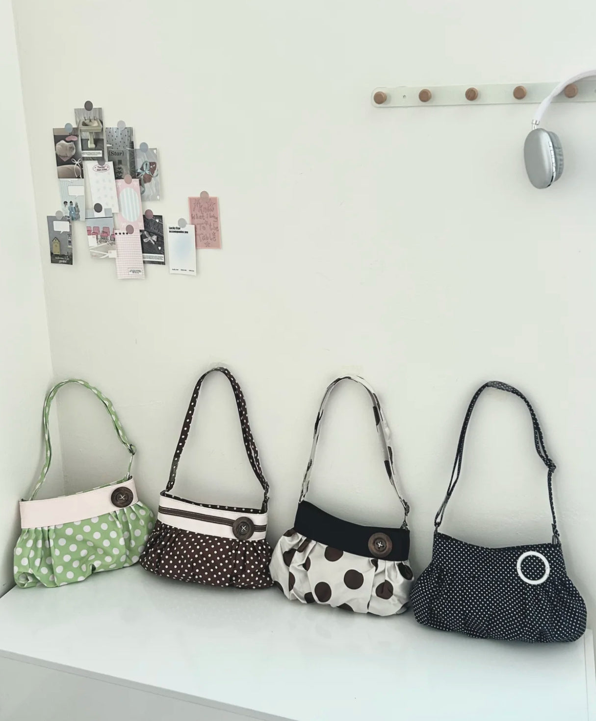 [cn | pre-order] polka dot bubble balloon button shoulder hobo bag