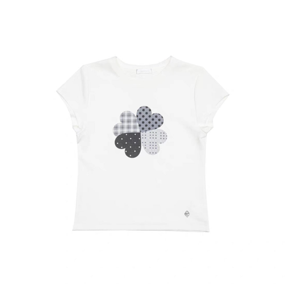 [NECYSTUDIO] plaid polka four leaf clover shirt