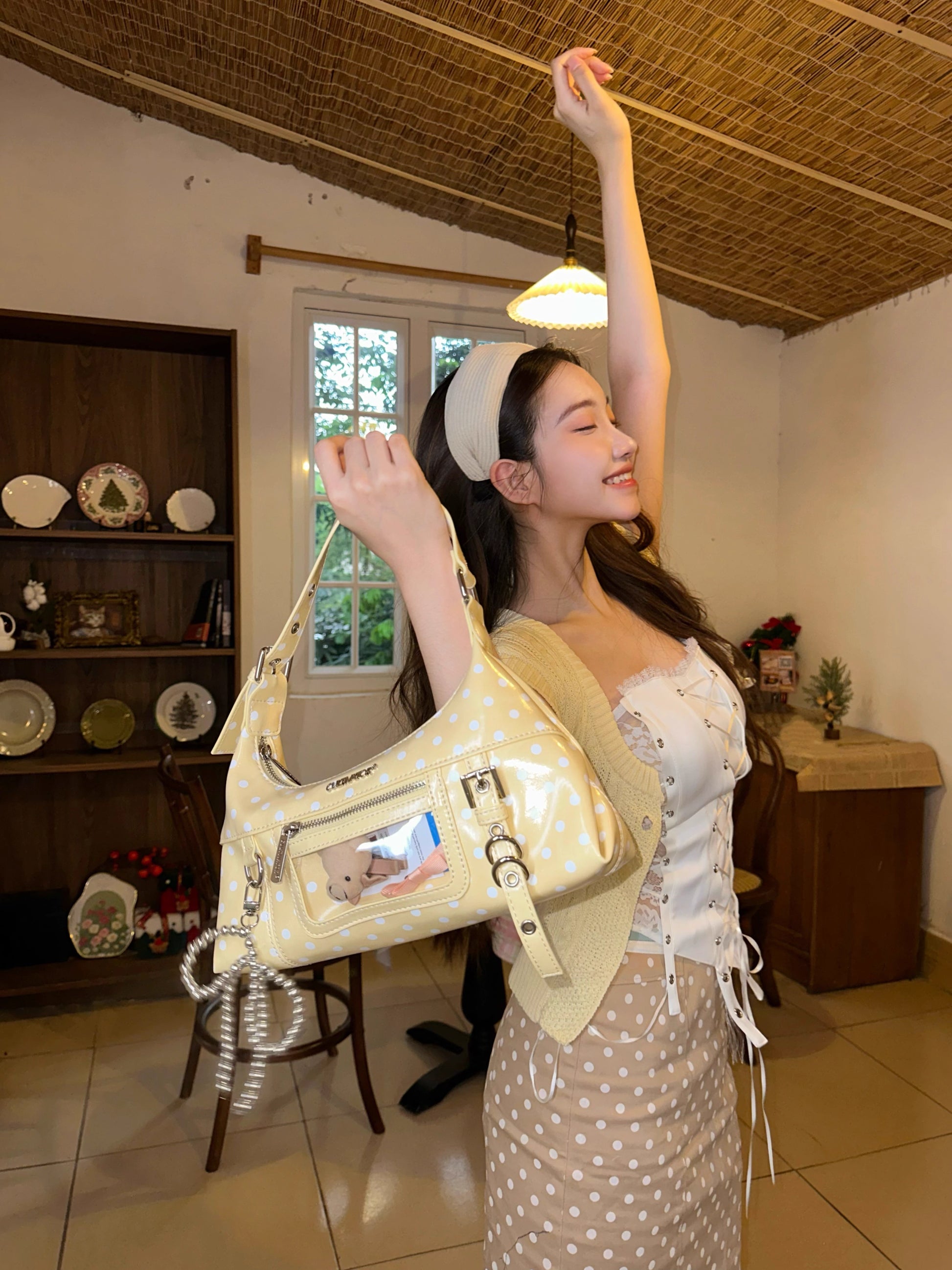 [cn | pre-order] cultivator polka crossbody hobo bag - mini