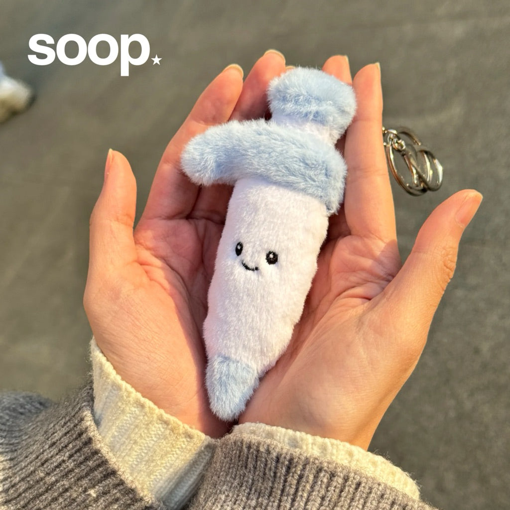 jellycat-inspired micropipette/pipette plush keyring